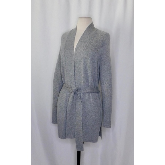 THEORY Cashmere Malinka Belted Cardigan Sweater Husky Gray Knit Size P X-Small - Picture 7 of 16